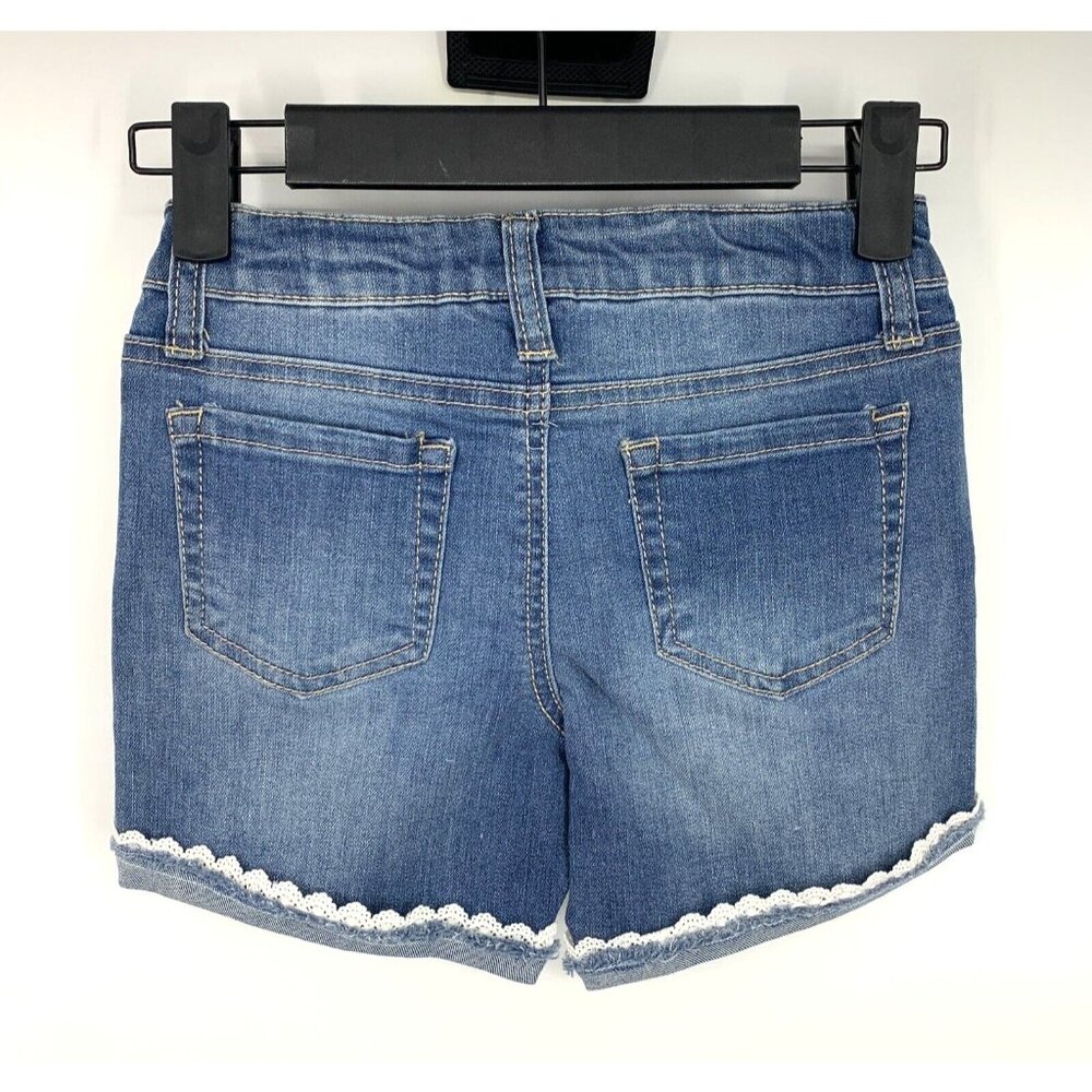 Hippie Girl Denim Shorts Shortie Snap Button Distressed Adjustable - Picture 4 of 5